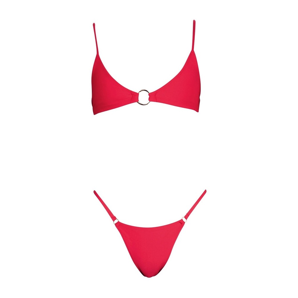 bamba swim ringleader top and bottom - cherry red